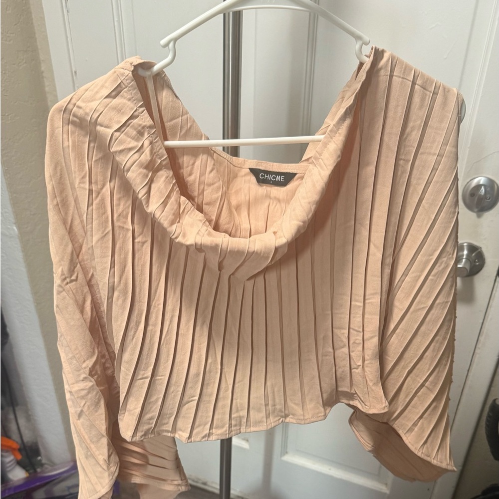 ChicMe Peach Pleated Women's Blouse